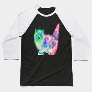 Funny Colorful Rainbow Acid Galaxy cat Baseball T-Shirt